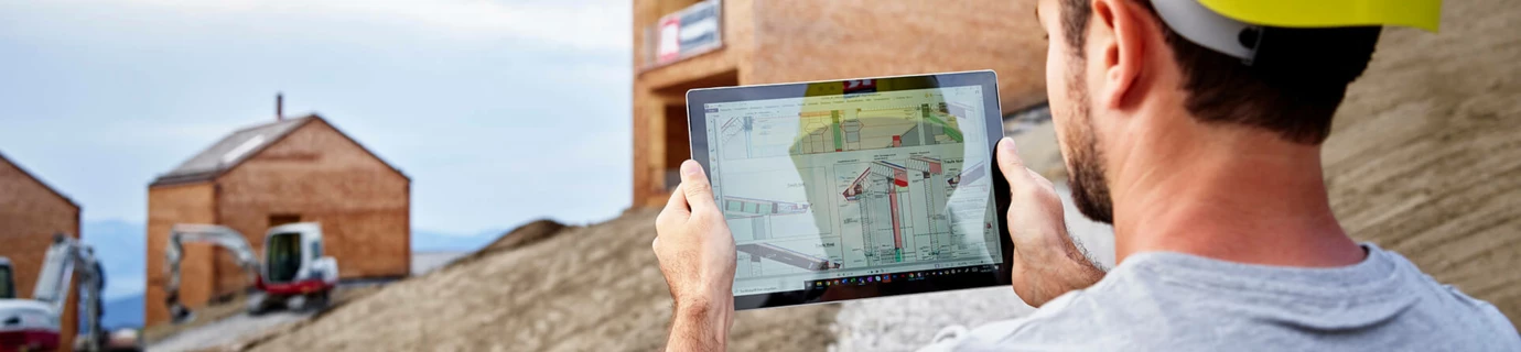 Arbeiter Tablet Digitalisierung Baustelle