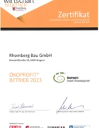 ÖKOPROFIT-Zertifikat Rhomberg Bau GmbH