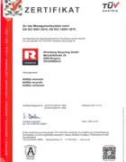 ISO 9001 QM, ISO 14001 UM Rhomberg Recycling GmbH