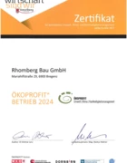 ÖKOPROFIT PLUS-Zertifikat Rhomberg Bau GmbH ÖKOPROFIT PLUS-Zertifikat Rhomberg Bau GmbH