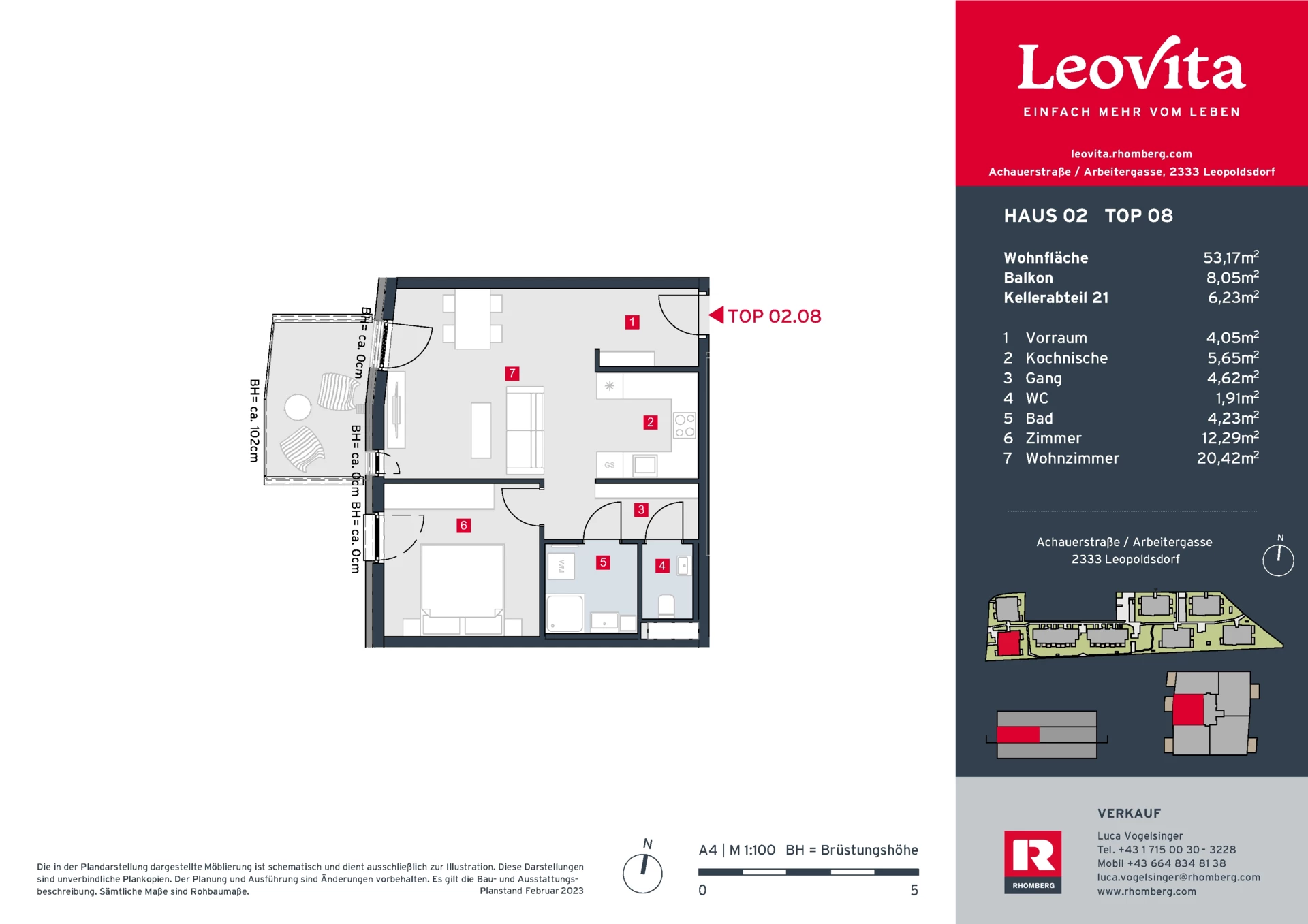 Grundrissplan - Haus 2 Top 8