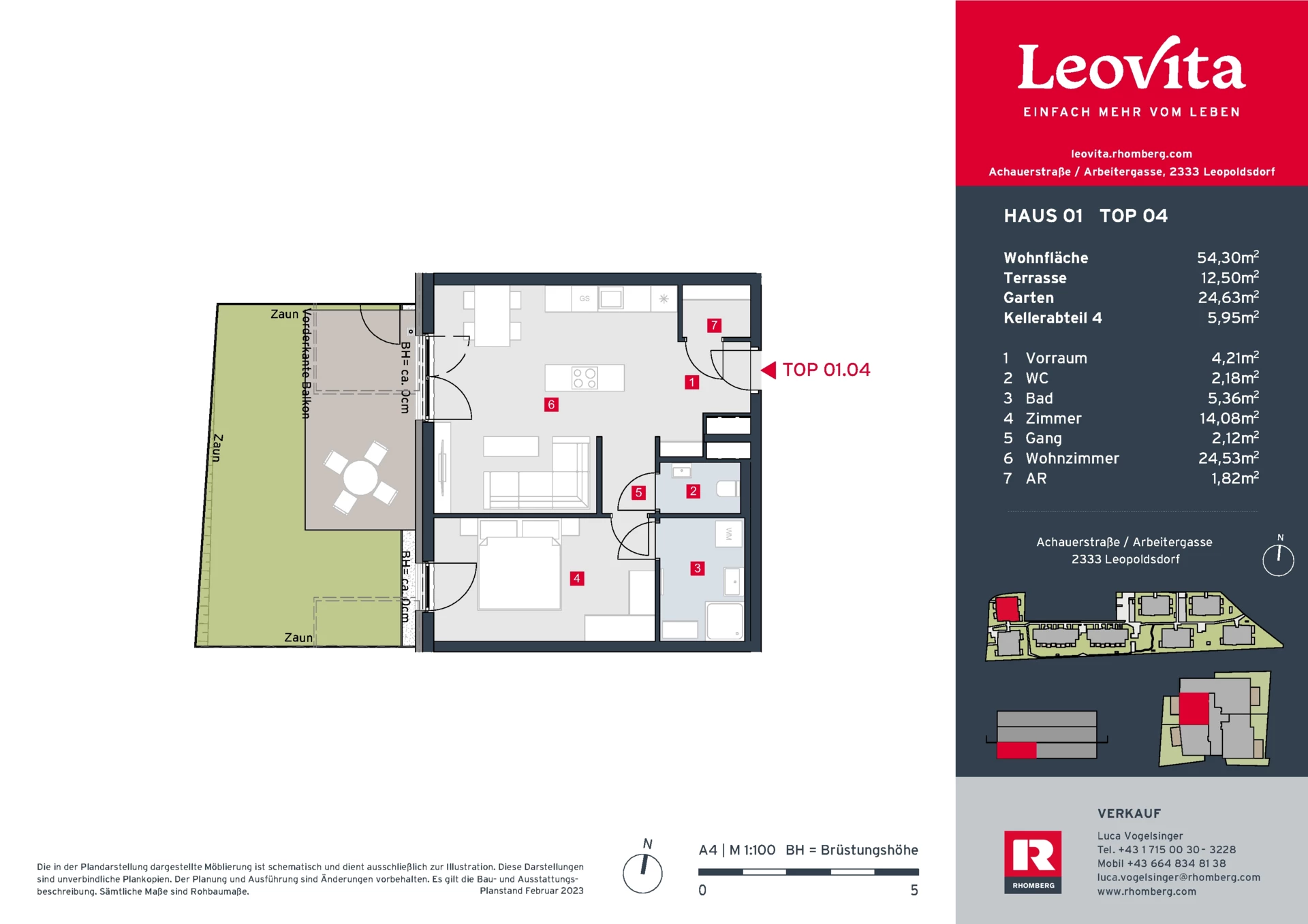 Grundrissplan - Haus 1 Top 4